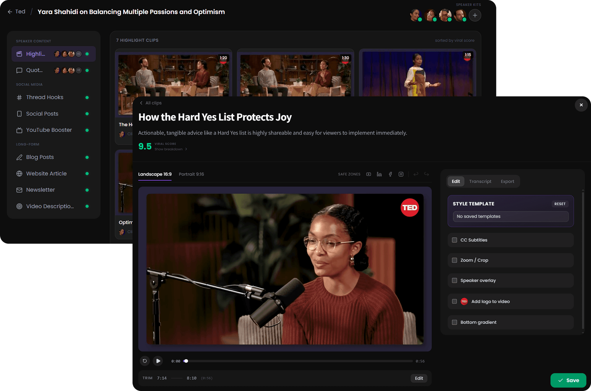 Mockup of a producer review console where a human editor reviews and approves AI-generated conference content in real time.