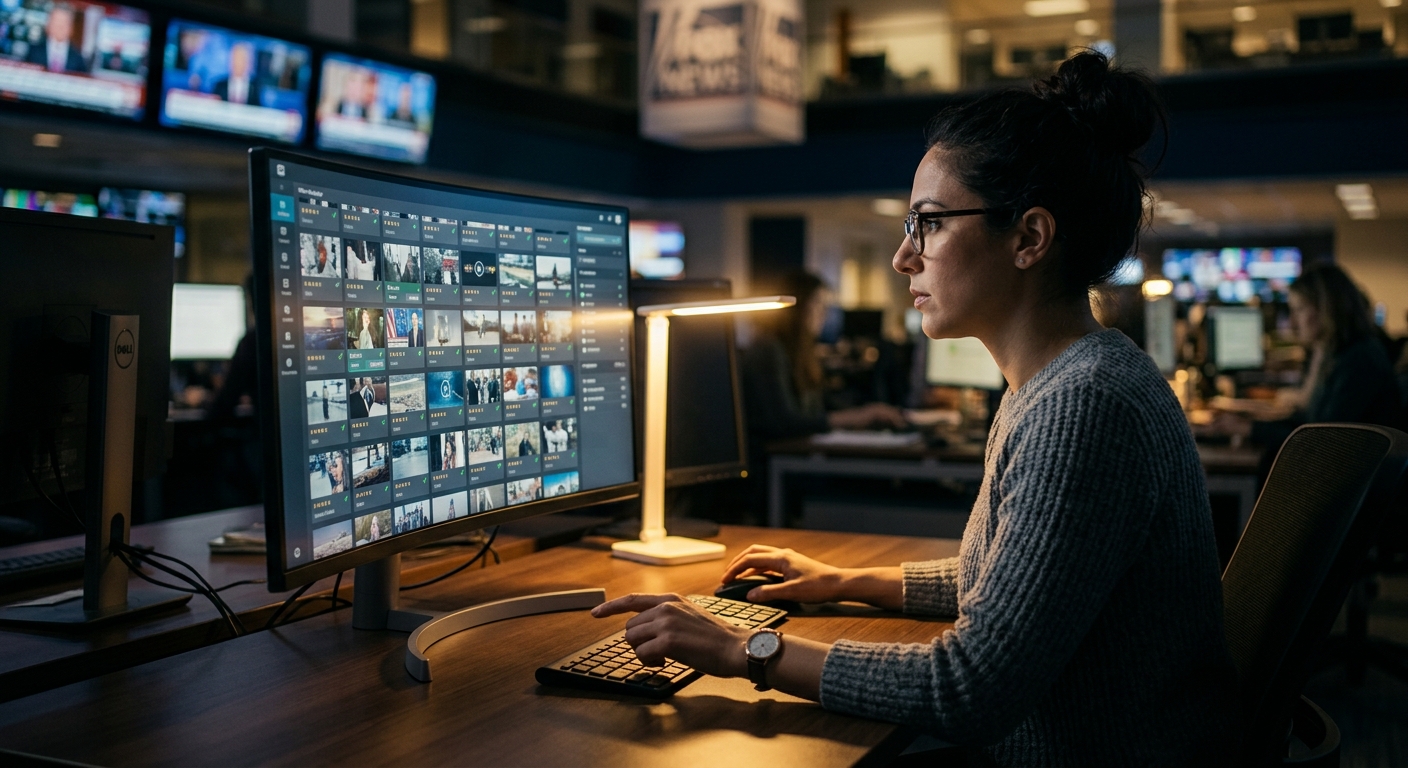 Digital editor selecting auto-generated clips in a TV newsroom